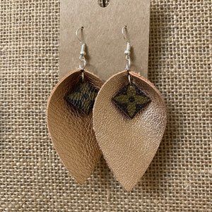 Rose Gold Leather Designer Earrings